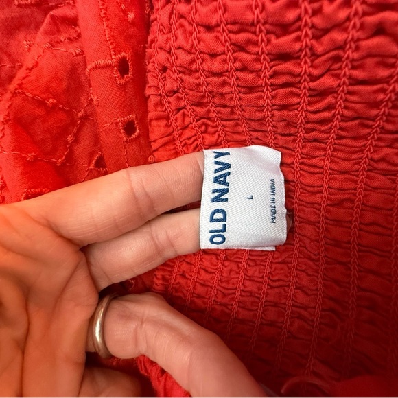 Old Navy Red Eyelet Mini Dress - Picture 3 of 10